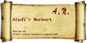 Alpár Norbert névjegykártya